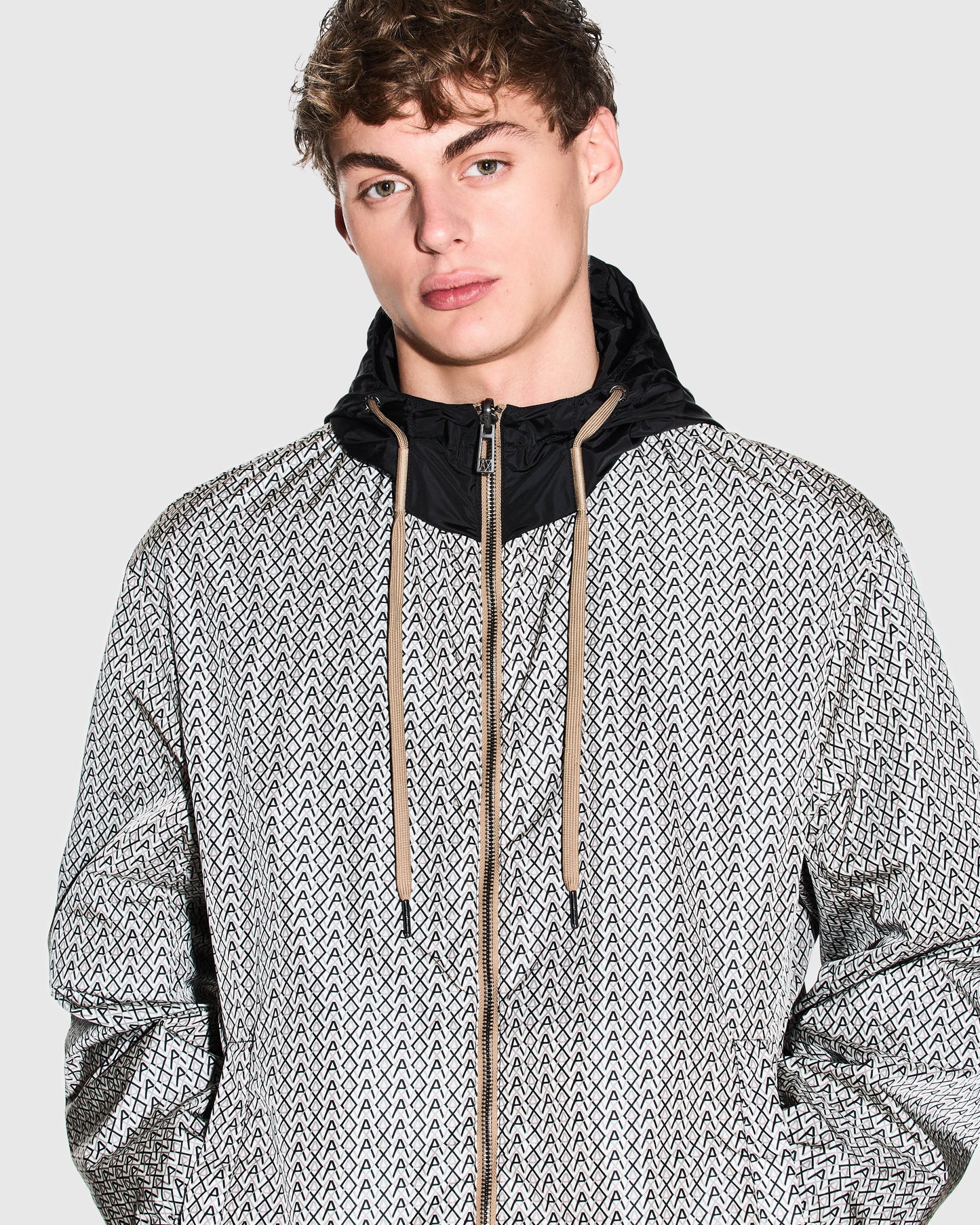 Mens AX Pattern Reversible Jacket - Cream/Black M0245