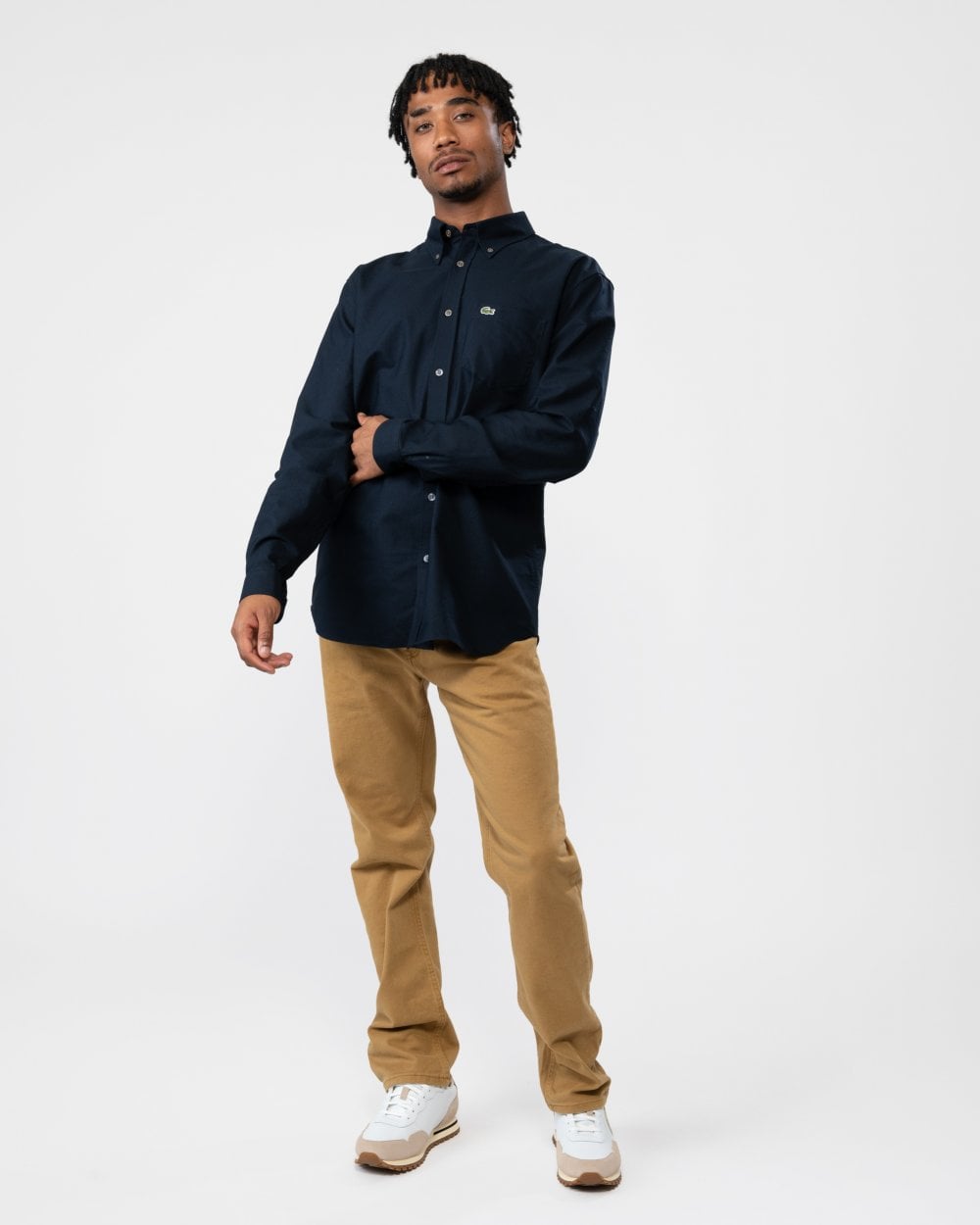 Mens Casual Long Sleeve Woven Shirt - Navy F2W