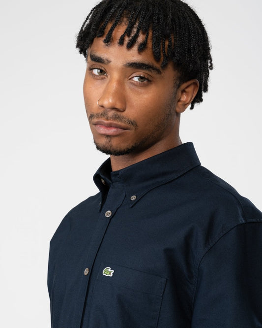 Mens Casual Long Sleeve Woven Shirt - Navy F2W