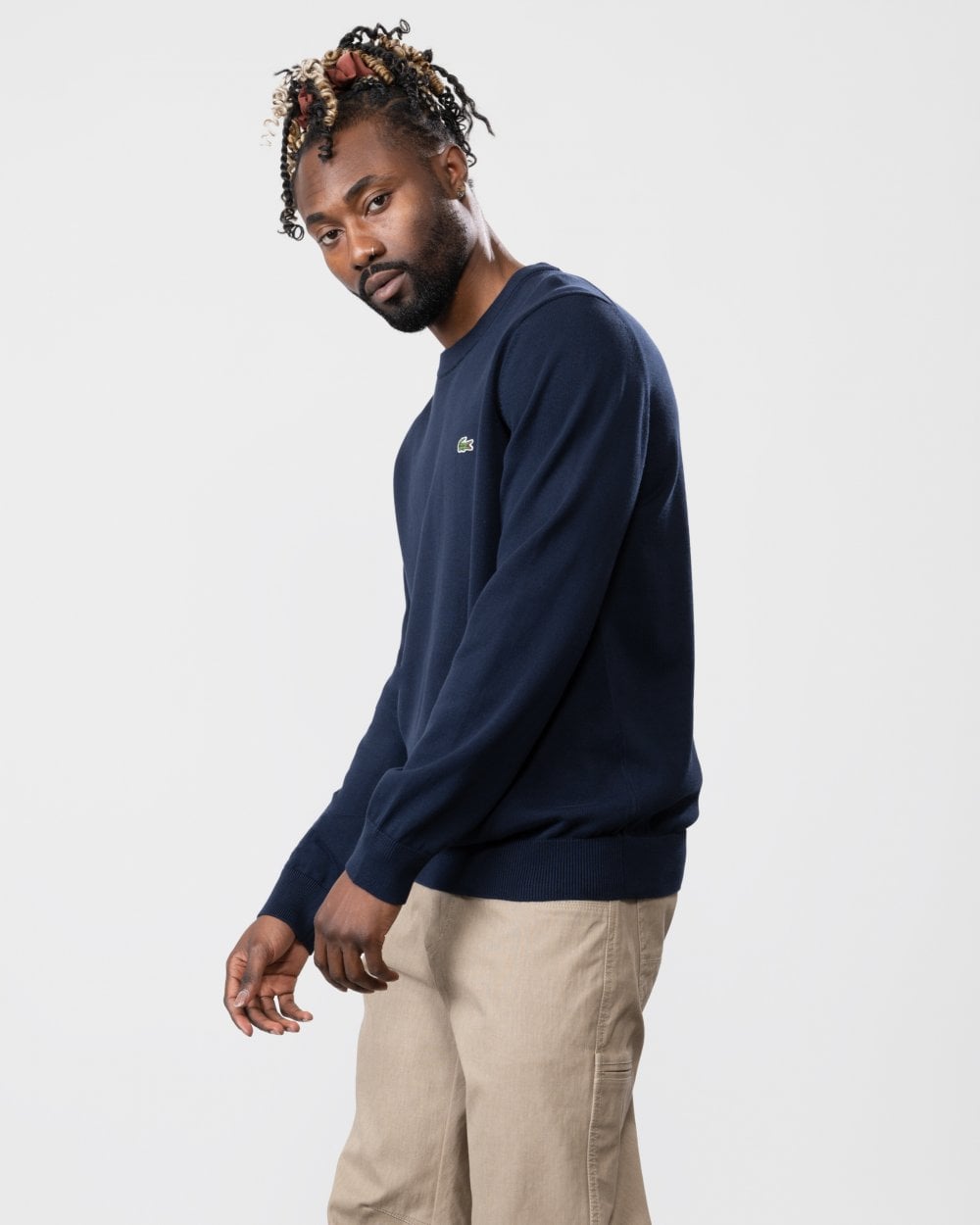 Mens Organic Cotton Crew Neck Sweater - Navy Blue 166