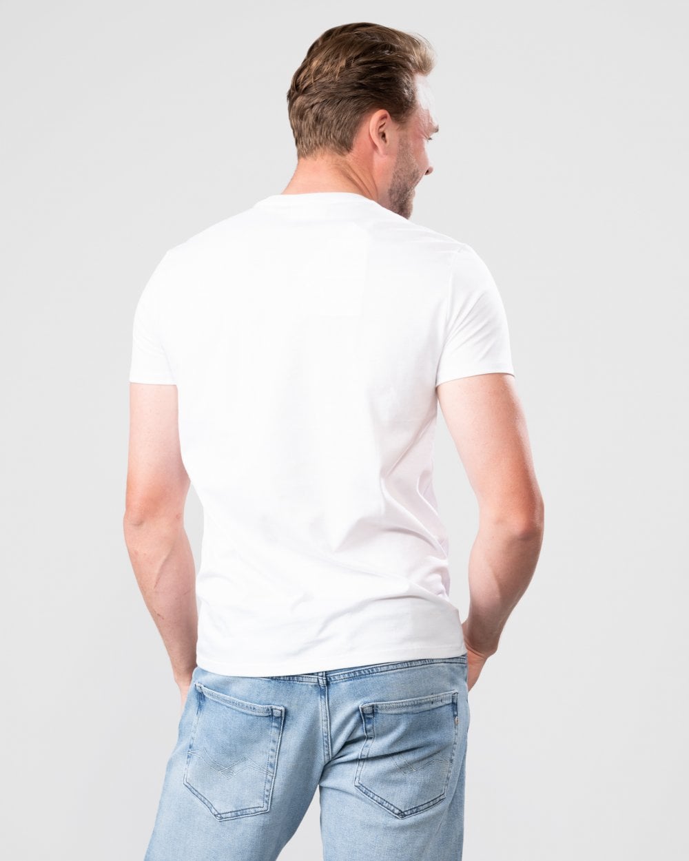 Mens Crew Neck Pima Cotton Jersey T-Shirt - White 001