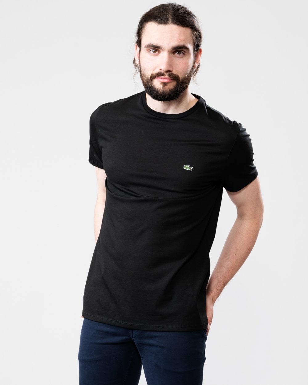 Mens Crew Neck Pima Cotton Jersey T-Shirt - Black 031