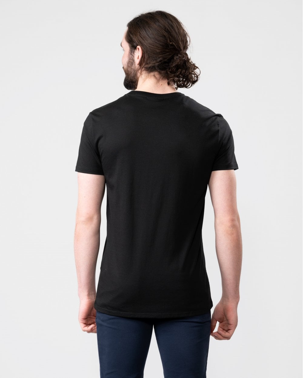 Mens Crew Neck Pima Cotton Jersey T-Shirt - Black 031