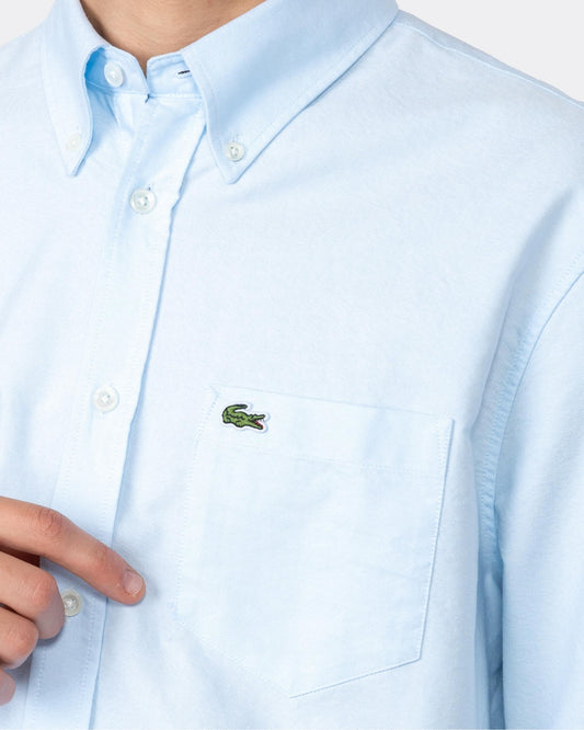 Mens Casual Long Sleeve Woven Shirt - Blue F6Z