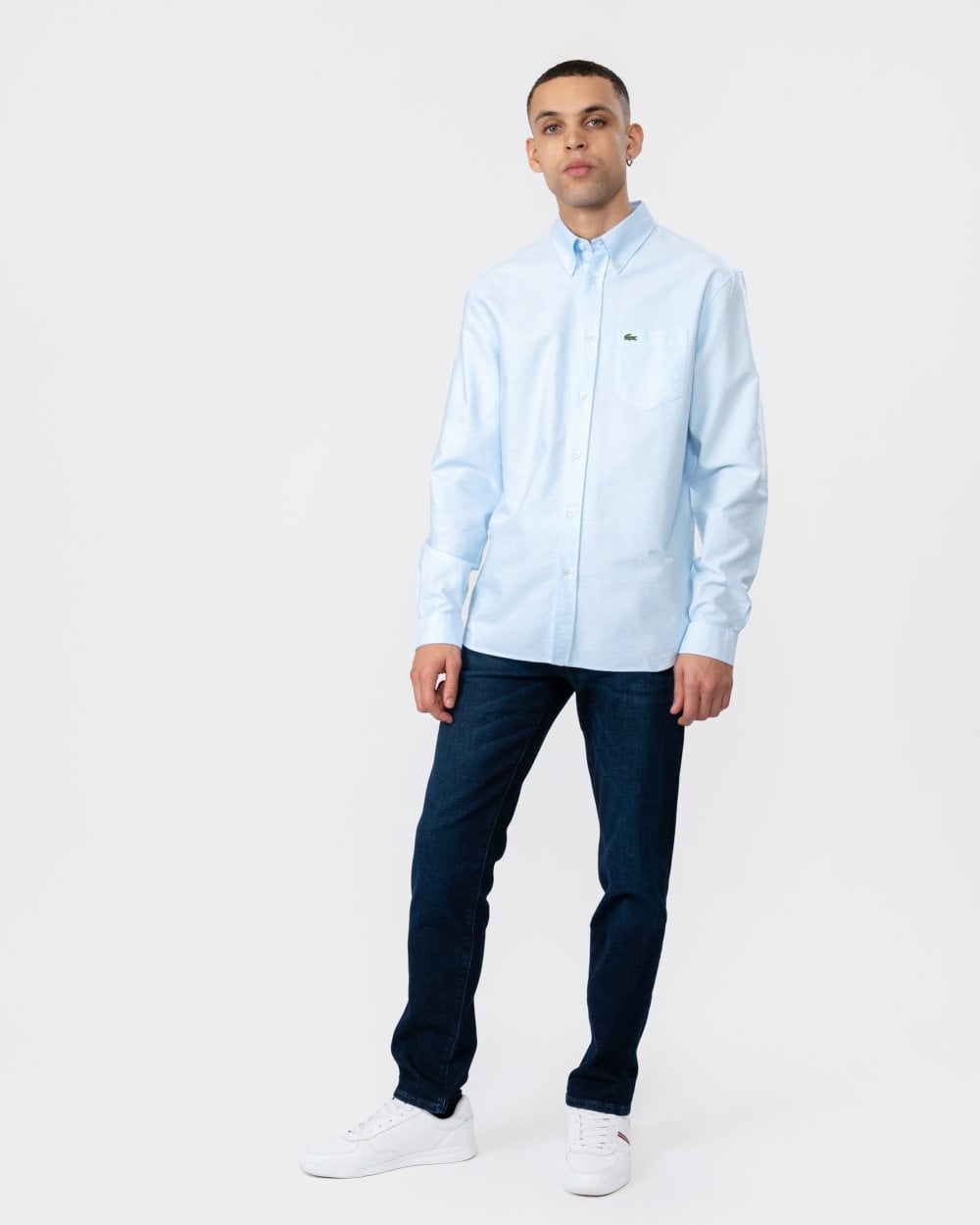 Mens Casual Long Sleeve Woven Shirt - Blue F6Z