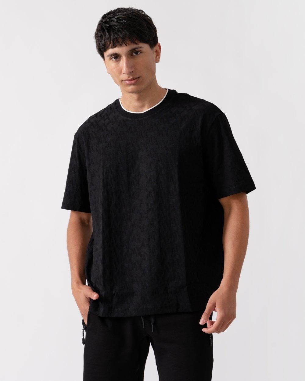Mens Logo Pattern Crew Neck T-Shirt