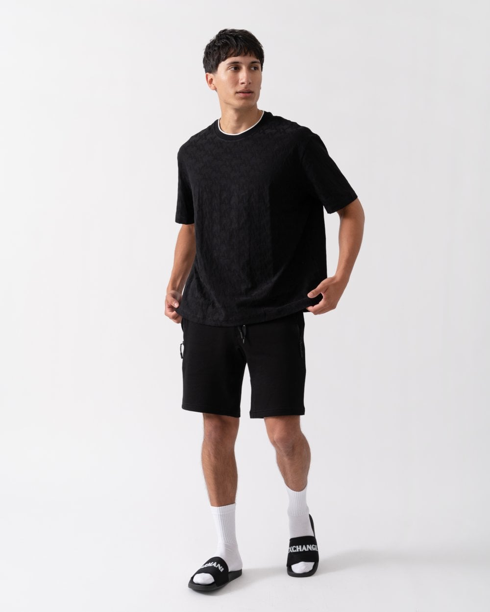 Mens Logo Pattern Crew Neck T-Shirt