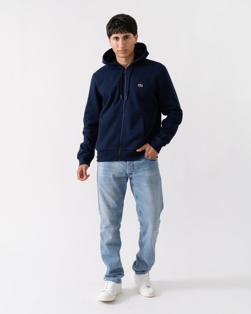 Mens Fleece Full-Zip Hoodie - Navy Blue 166