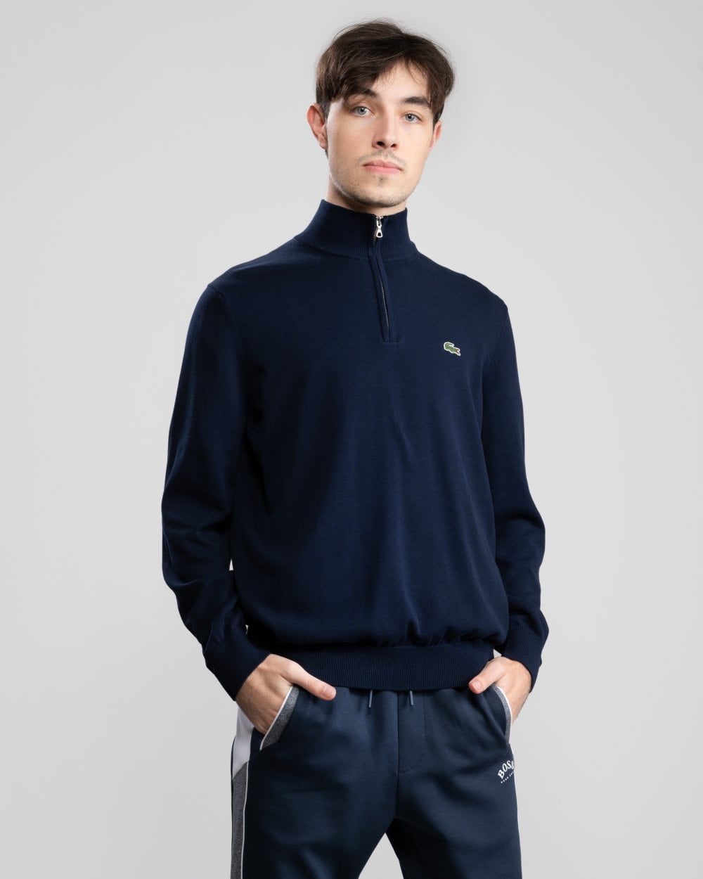 Half Zip Logo Mens Sweatshirt - Navy Blue 166