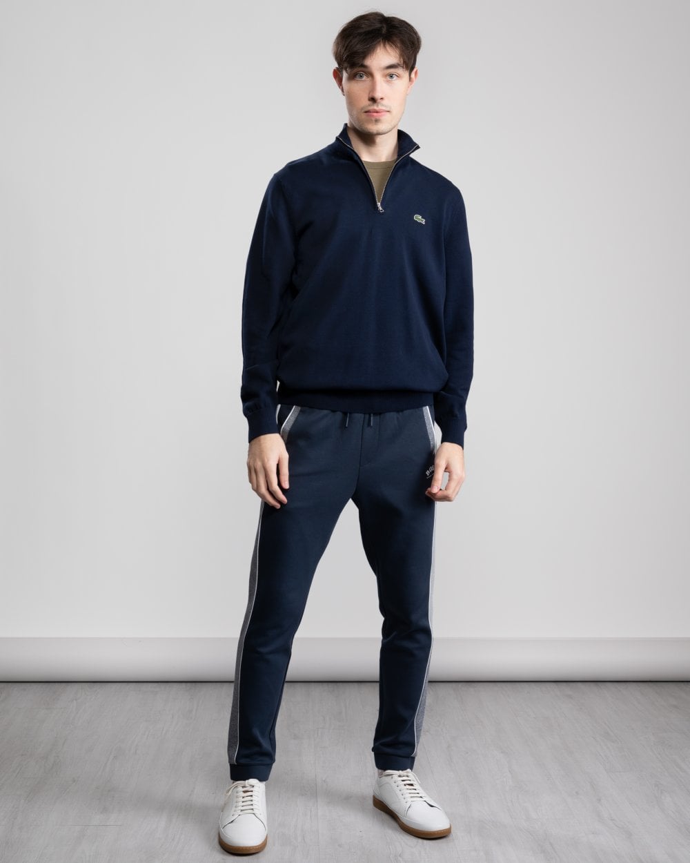 Half Zip Logo Mens Sweatshirt - Navy Blue 166