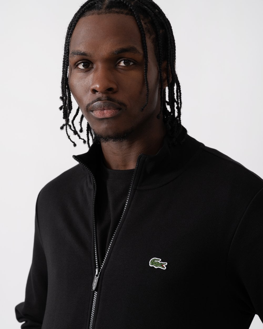 Regular Fit Brushed Fleece Mens Zippered Sweatshirt - Black 031