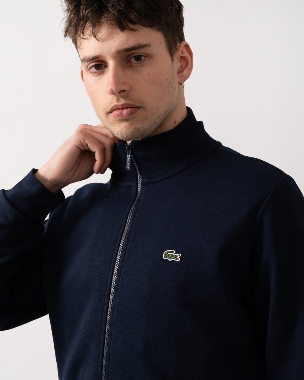 Regular Fit Brushed Fleece Mens Zippered Sweatshirt - Navy Blue 166