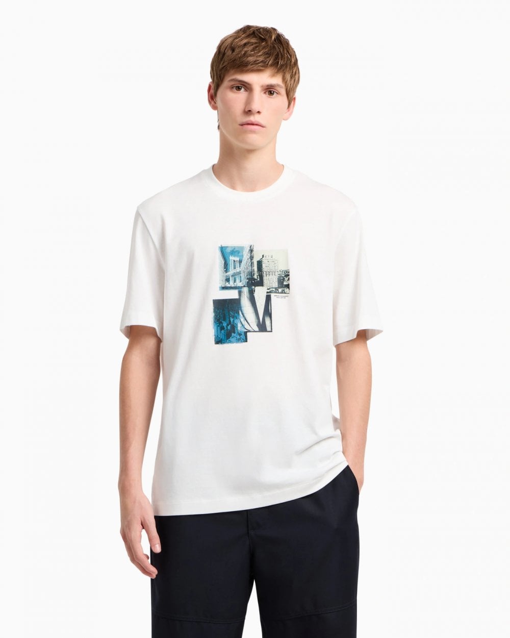 Mens Milano/New York Landmarks Graphic T-Shirt - Off White U0009