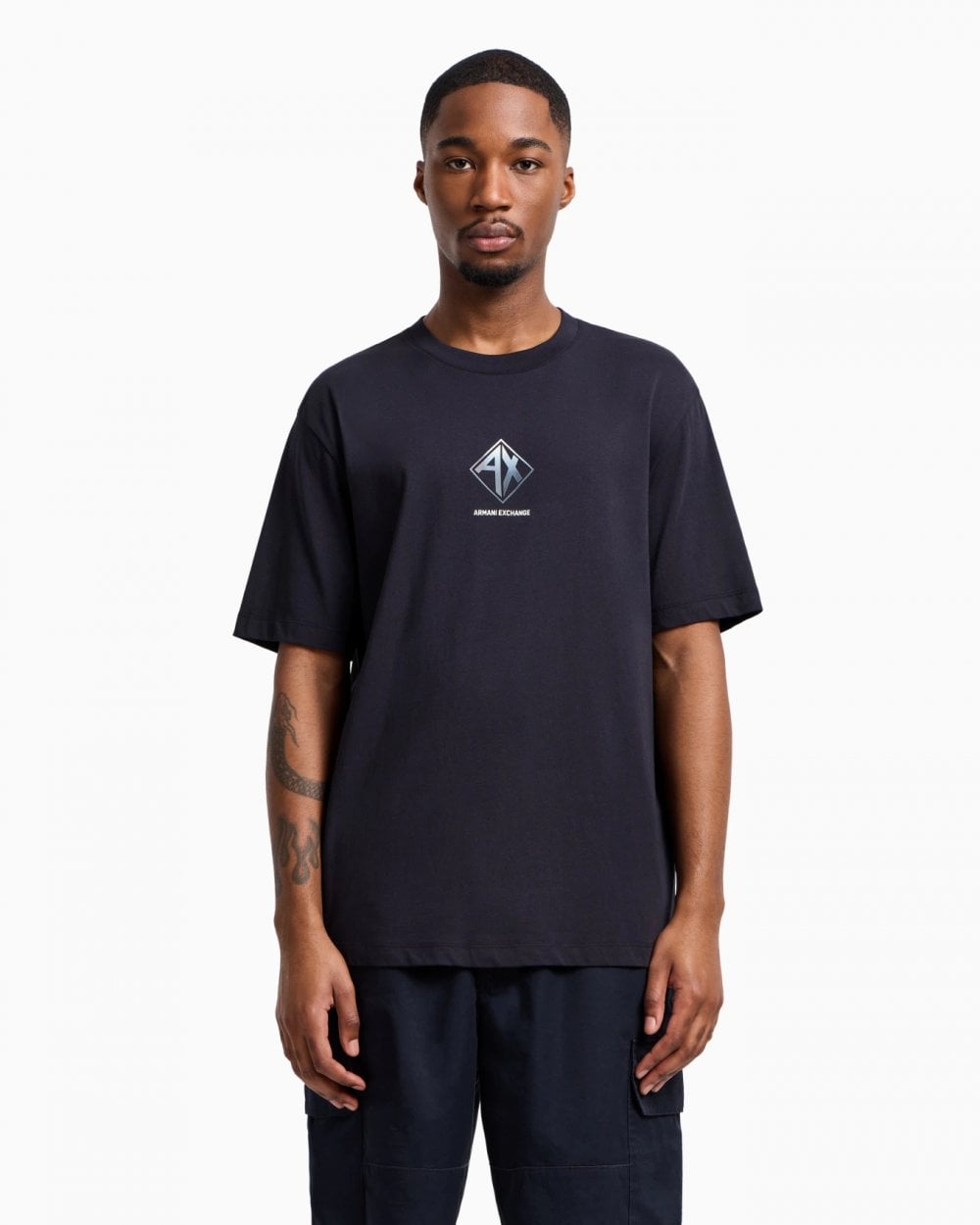 Mens AX Diamond Logo T-Shirt - Deep Navy UB101