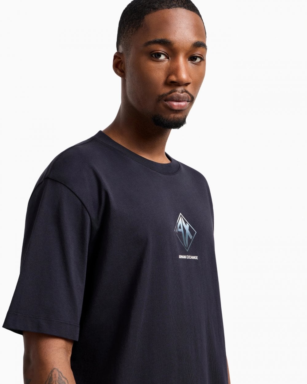 Mens AX Diamond Logo T-Shirt - Deep Navy UB101