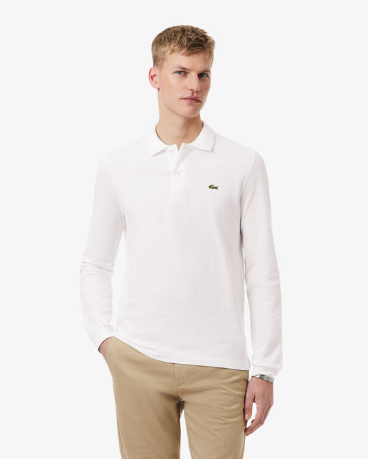 Original L.12.12 Mens Long Sleeve Cotton Polo Shirt - White 001