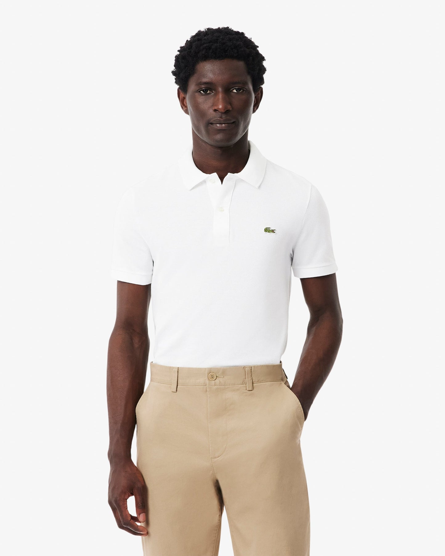 Mens Original L.12.12 Slim Fit Petit Piqué Cotton Polo Shirt - White 001