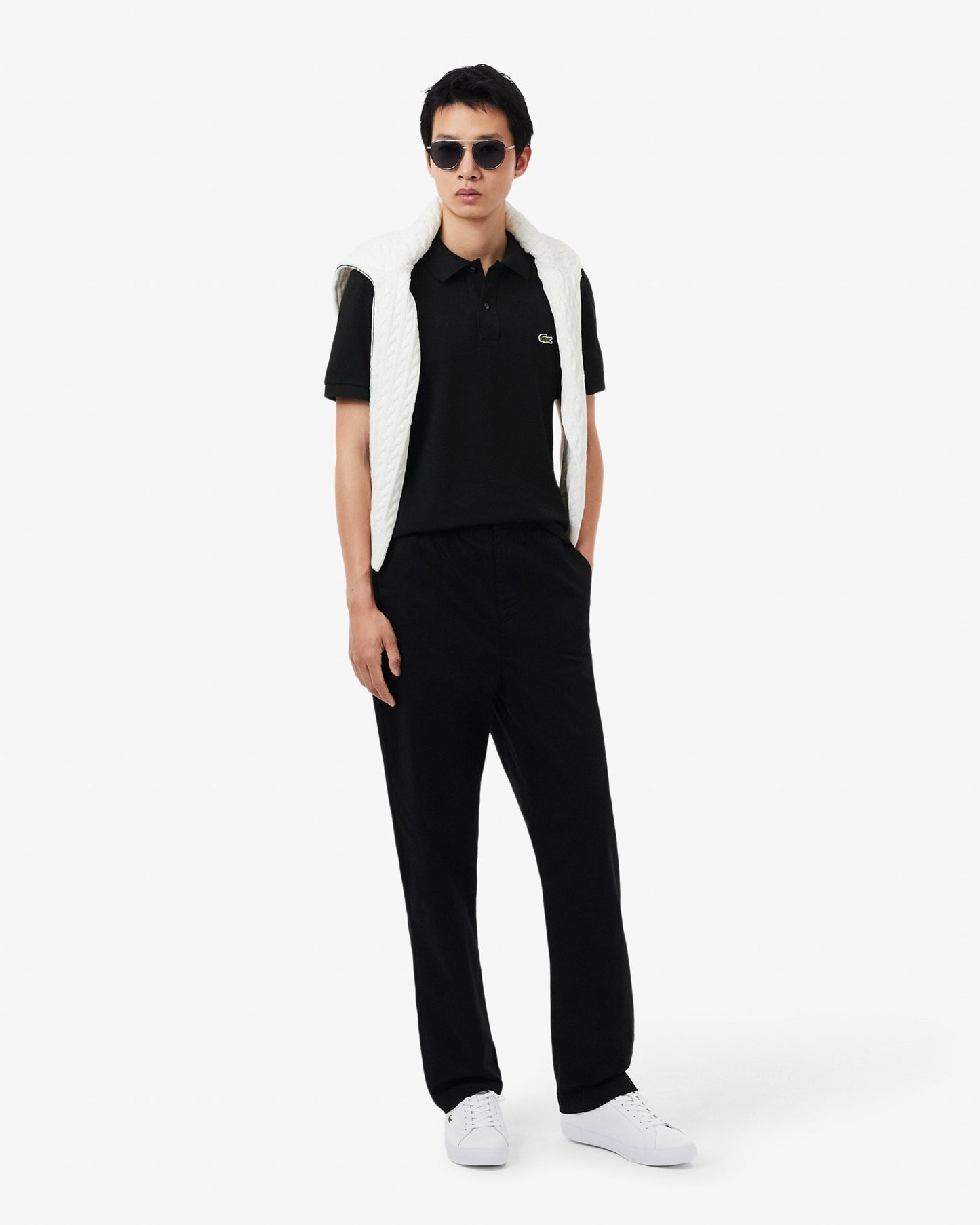 Mens Original L.12.12 Slim Fit Petit Piqué Cotton Polo Shirt - Black 031
