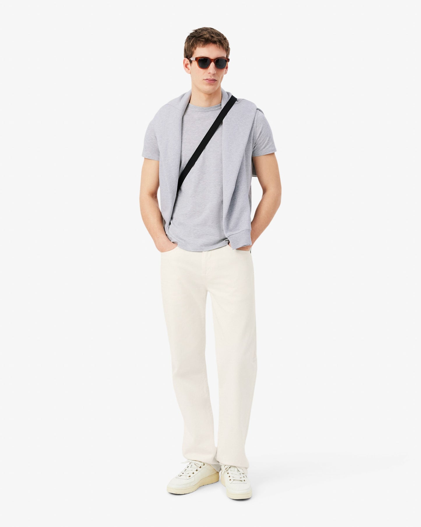 Mens Crew Neck Pima Cotton Jersey T-Shirt - Silver Chine CCA