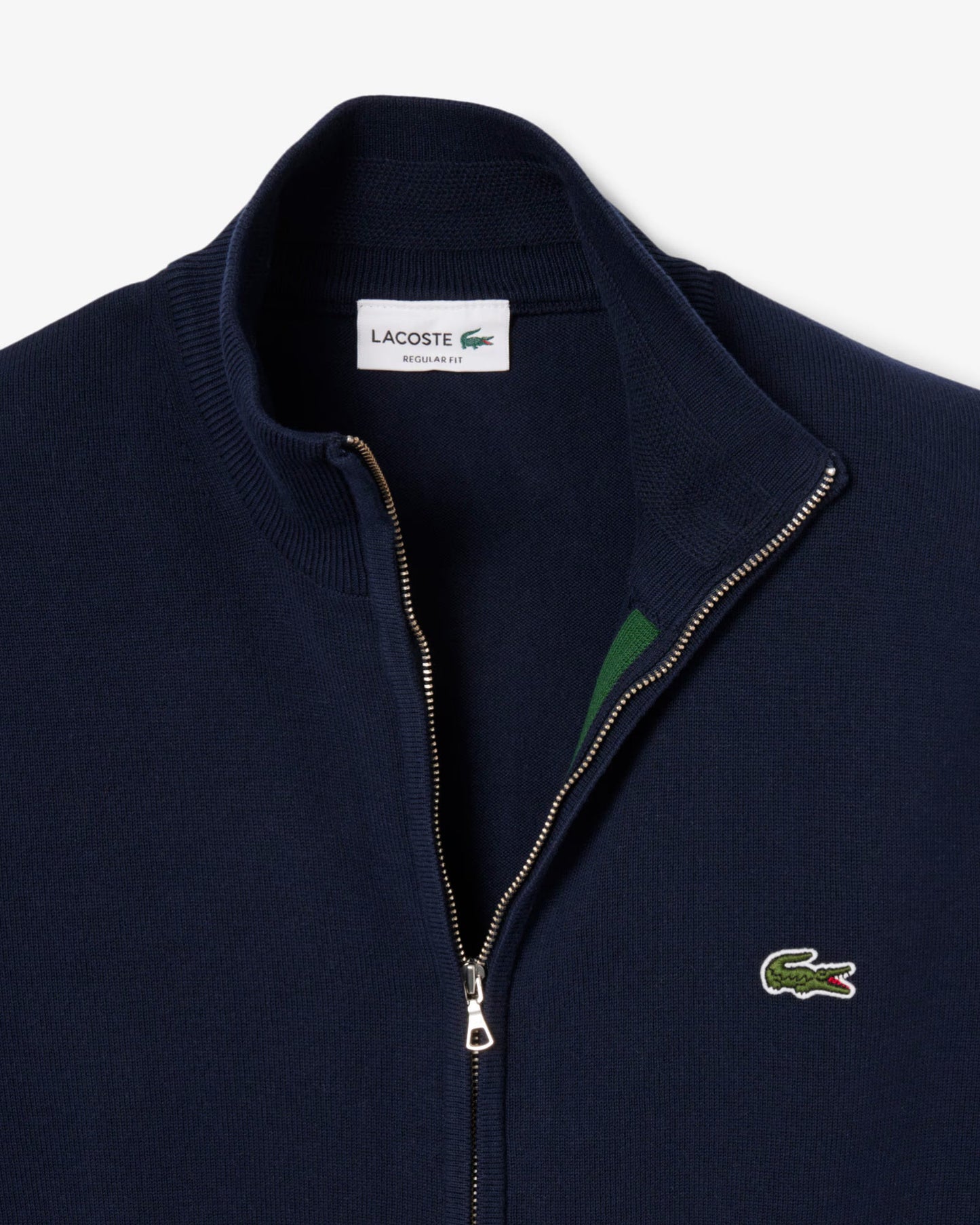 High Neck Zipped Cotton Mens Sweater - Navy Blue 166