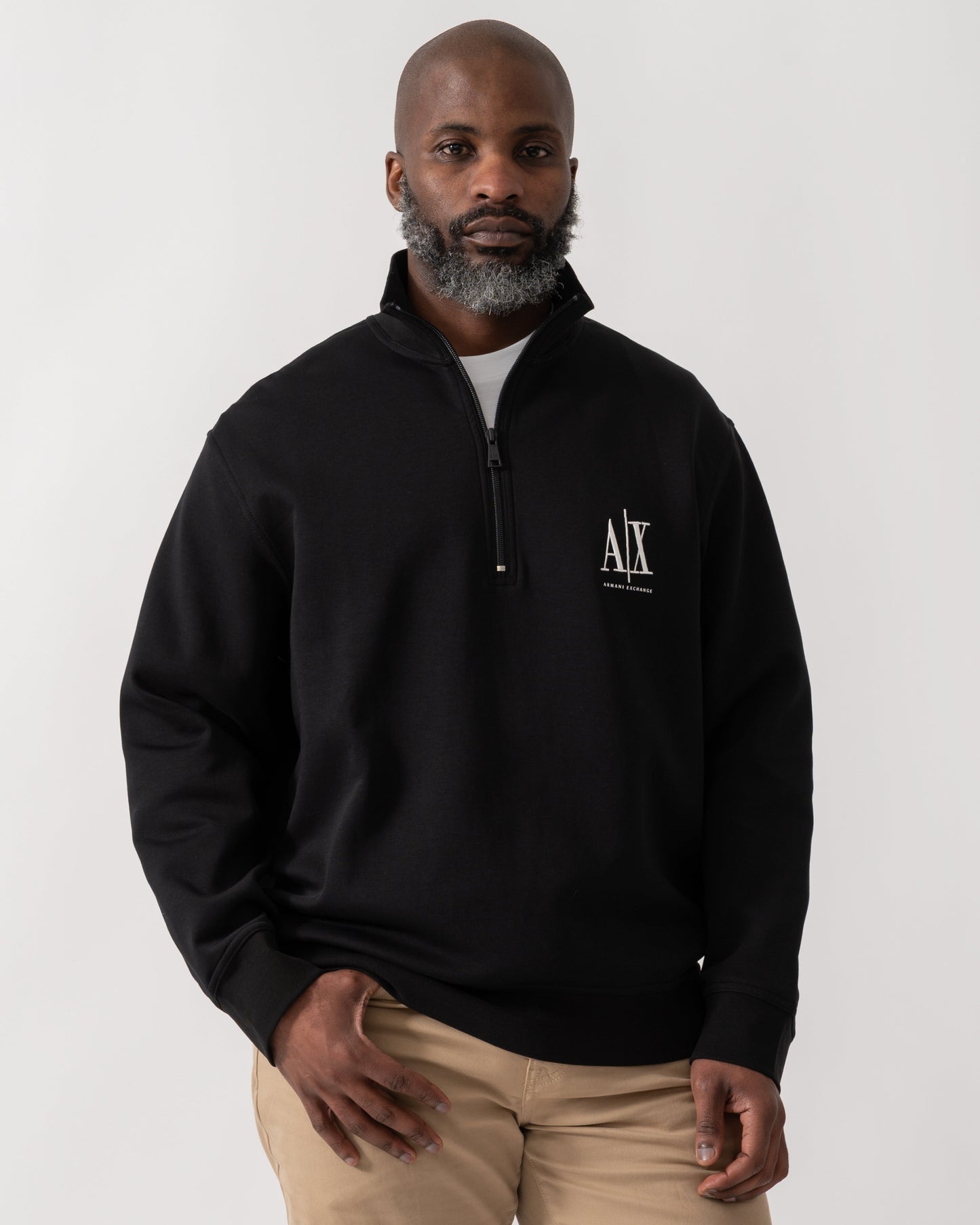 Mens Embroidered A|X Logo 1/4 Zip Sweatshirt - Black UC001