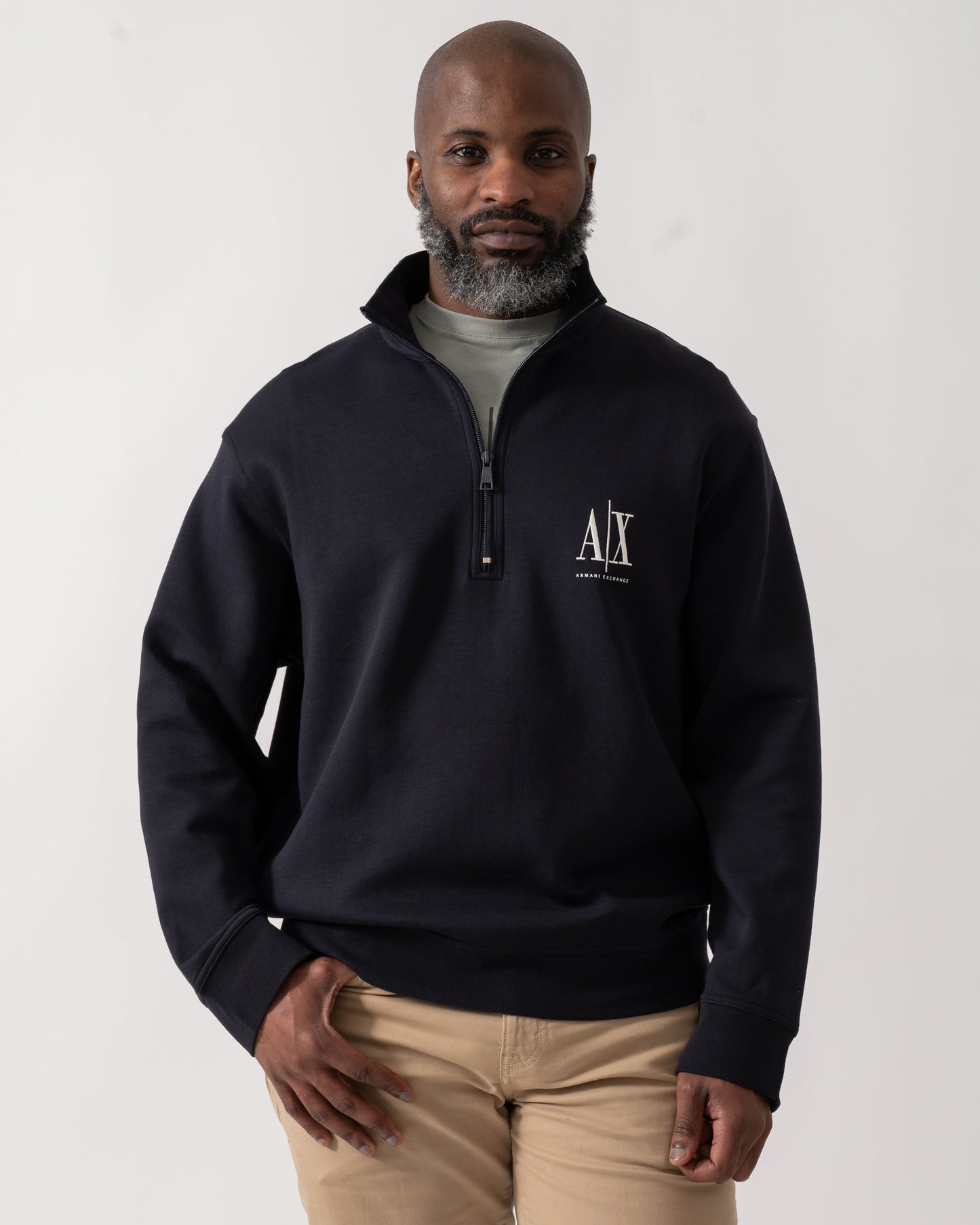 Mens Embroidered A|X Logo 1/4 Zip Sweatshirt - Deep Navy UB101