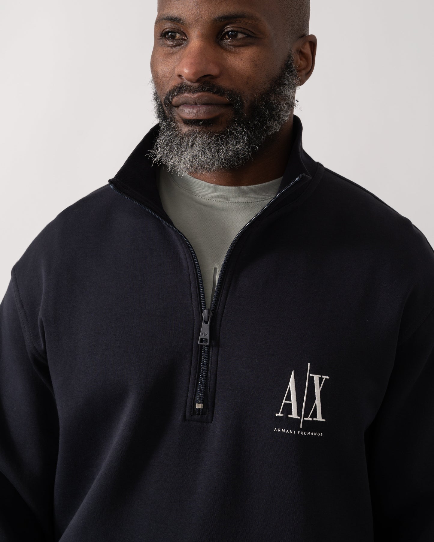 Mens Embroidered A|X Logo 1/4 Zip Sweatshirt - Deep Navy UB101