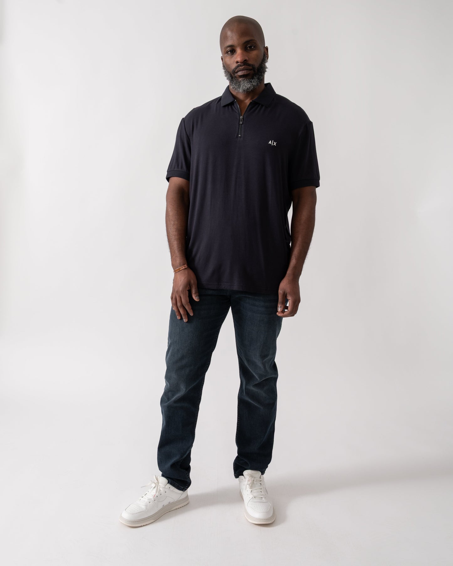 Mens Zip Polo Shirt in Techinical Fabric - Deep Navy UB101