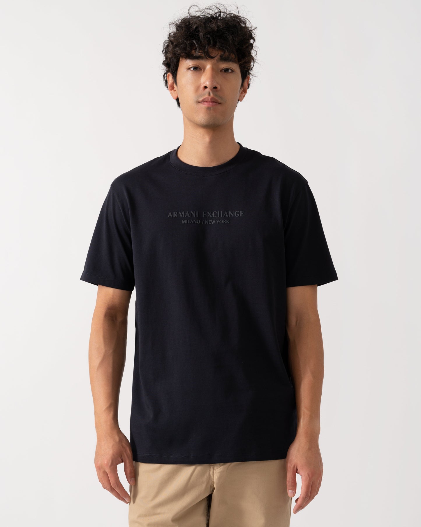 Mens T-Shirt with Tonal Milano/New York Logo - Deep Navy UB101