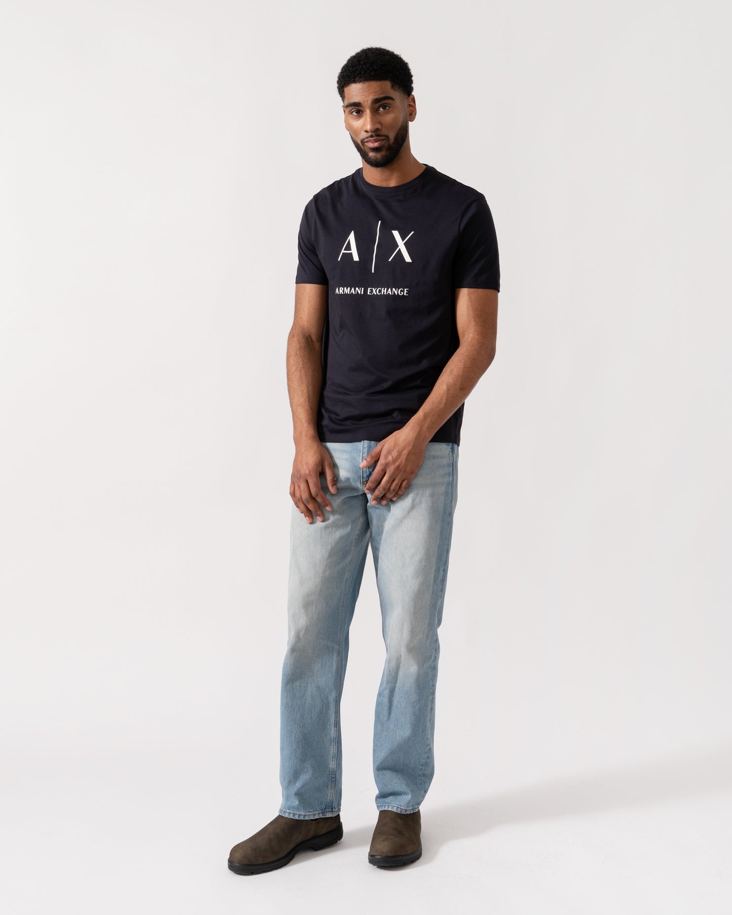 Mens Slim-Fit Jersey T-Shirt with Logo - Deep Navy UB101