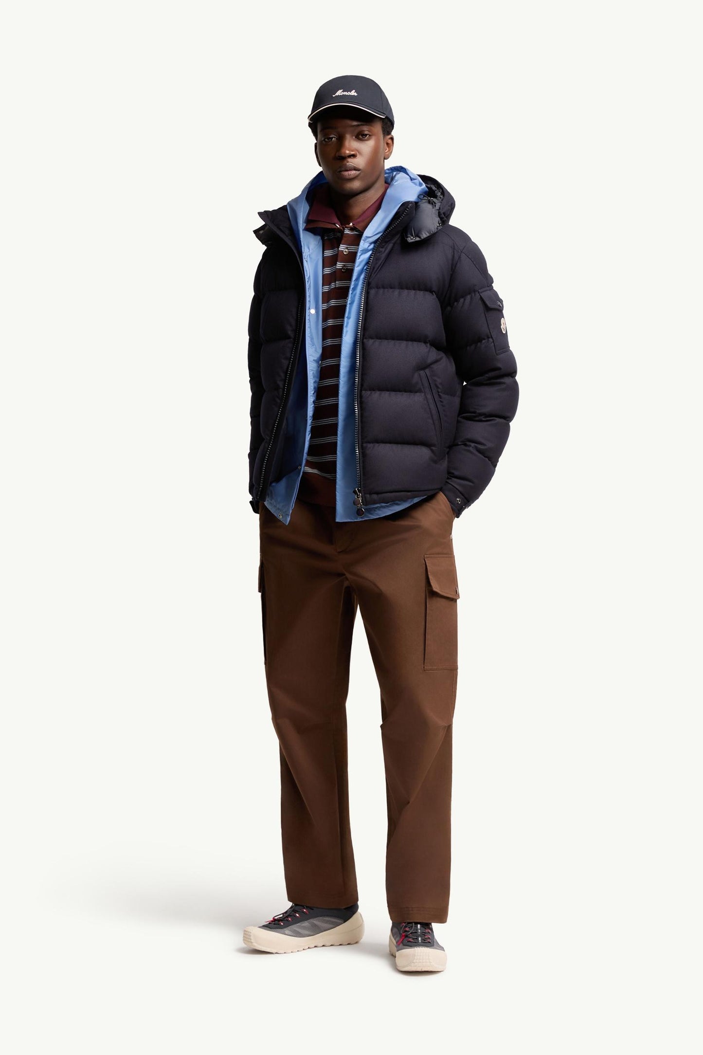 Montgenevre Hooded Wool Flannel Short Down Jacket