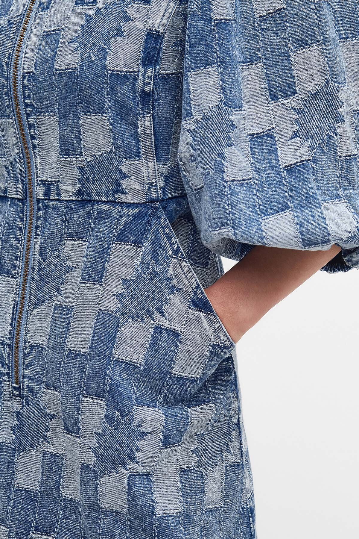 Bowhill Patchwork Denim Mini Dress