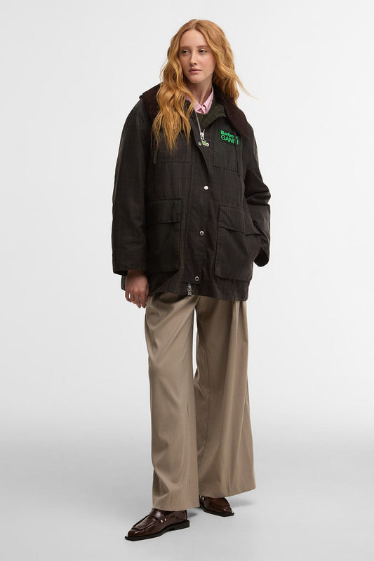 Barbour x GANNI Tartan Waxed Duffle Coat