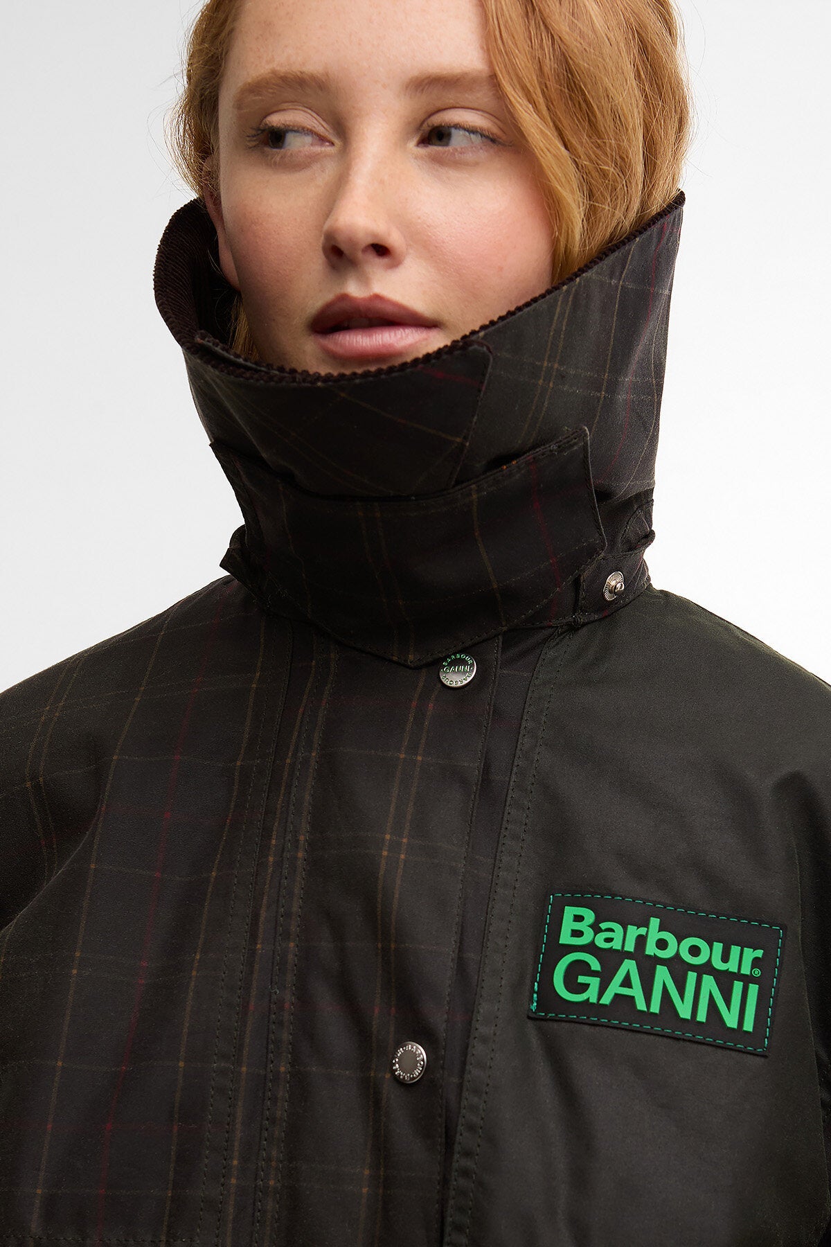 Barbour x GANNI Tartan Waxed Duffle Coat