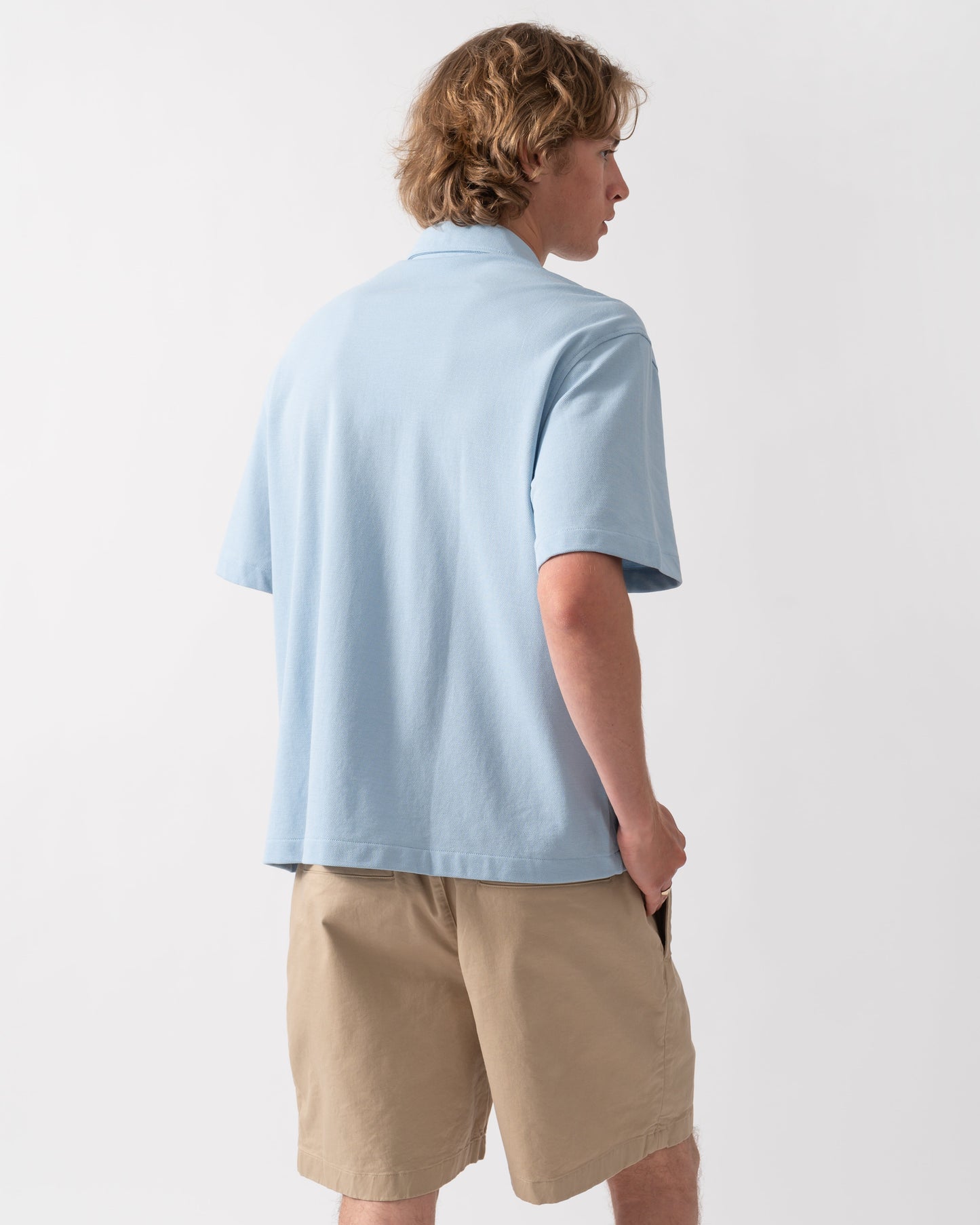 Relaxed Fit Short Sleeved Mens Piqué Shirt - Chambray HBA