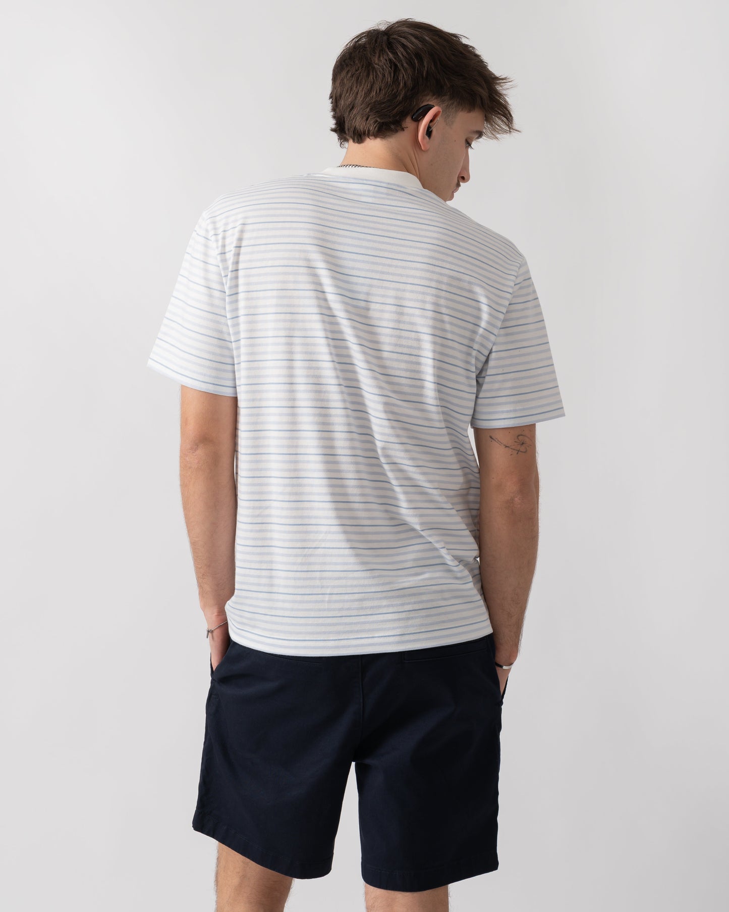Stripe Mens Classic Fit T-Shirt - Phoenix Blue/Flour
