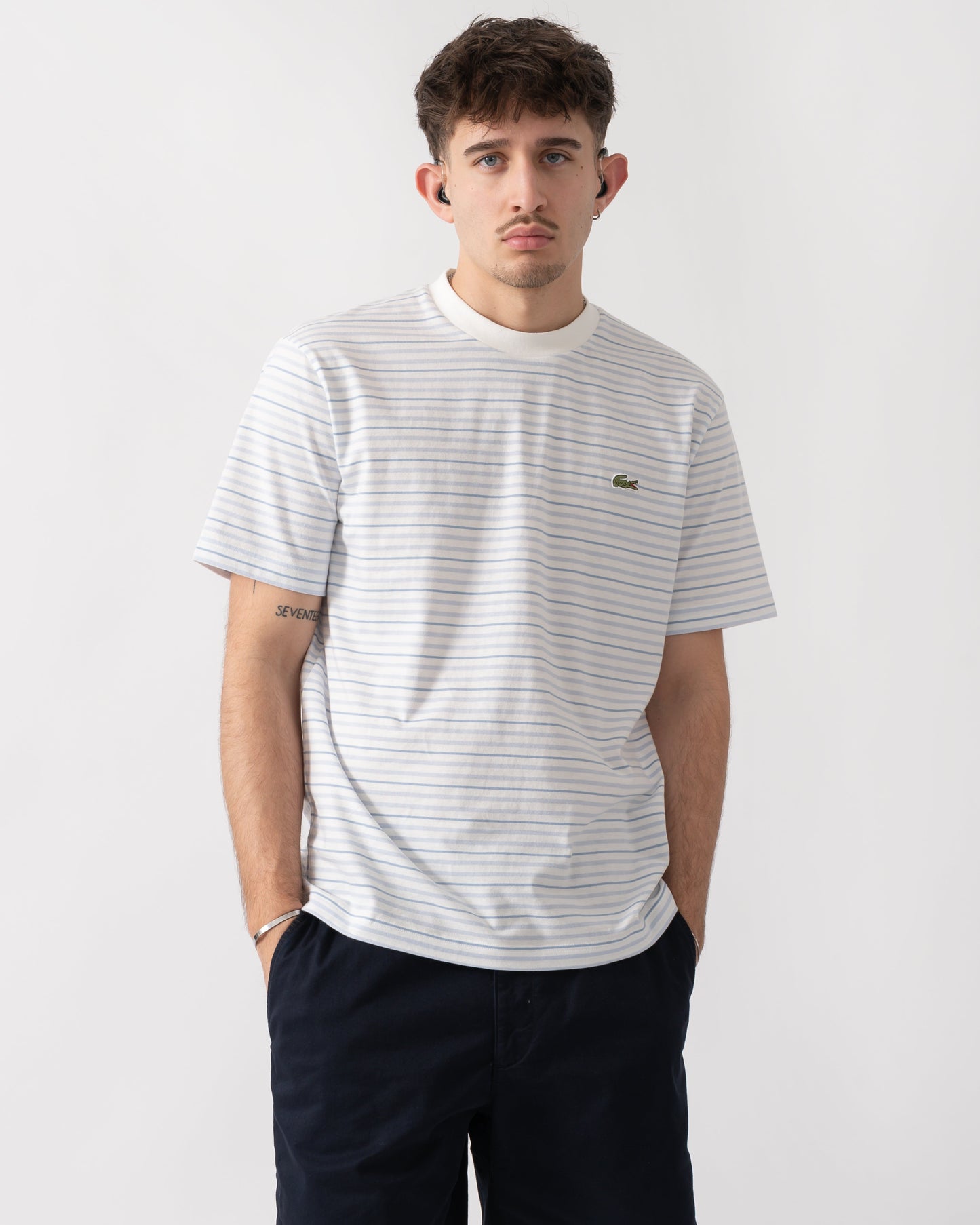 Stripe Mens Classic Fit T-Shirt - Phoenix Blue/Flour