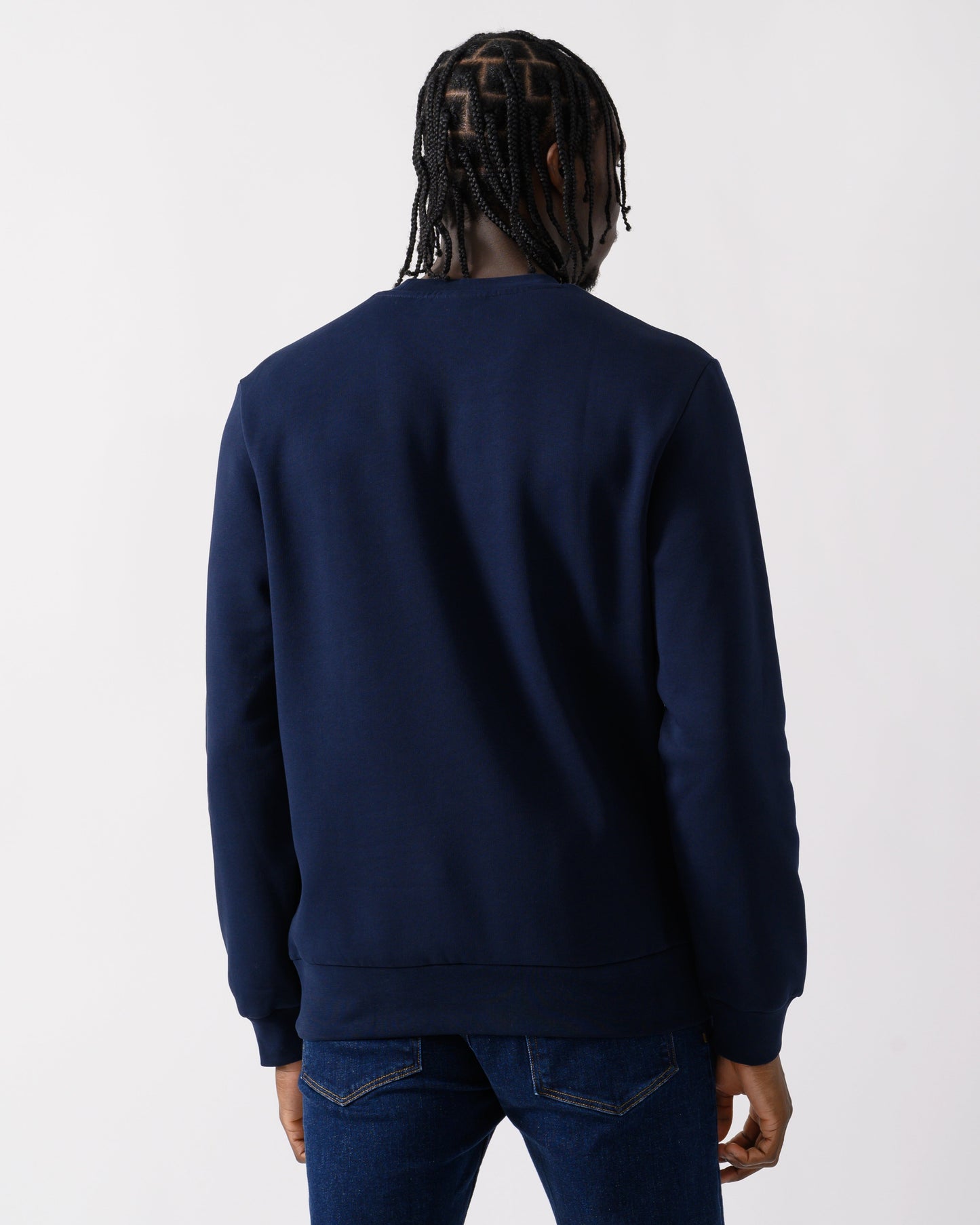 Mens Crew Neck Fleece Sweatshirt - Navy Blue 166