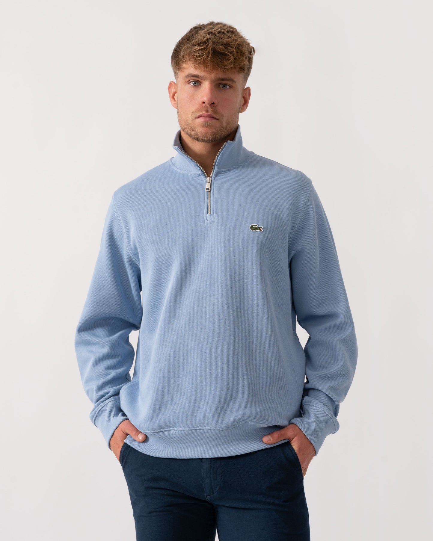 Zippered Stand-Up Collar Cotton Sweatshirt - Aphylla AEY