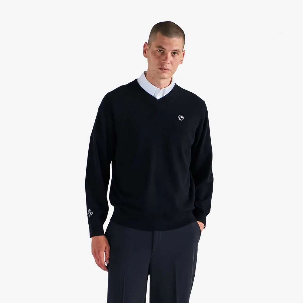 Men Jesper Parnevik V Neck Merino Wool Sweater
