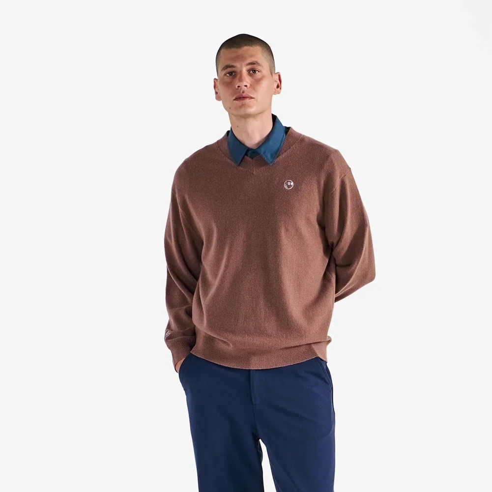 Men Jesper Parnevik V Neck Merino Wool Sweater
