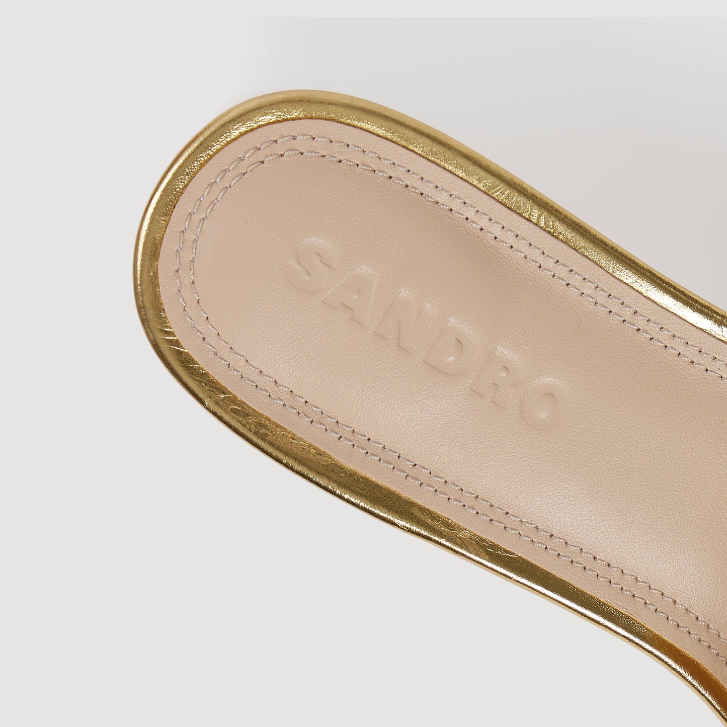 Heeled metallic leather mules