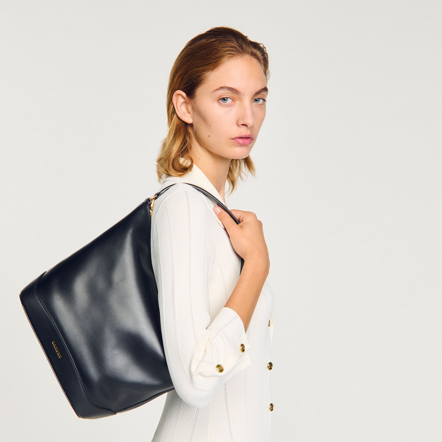 Leather bucket bag