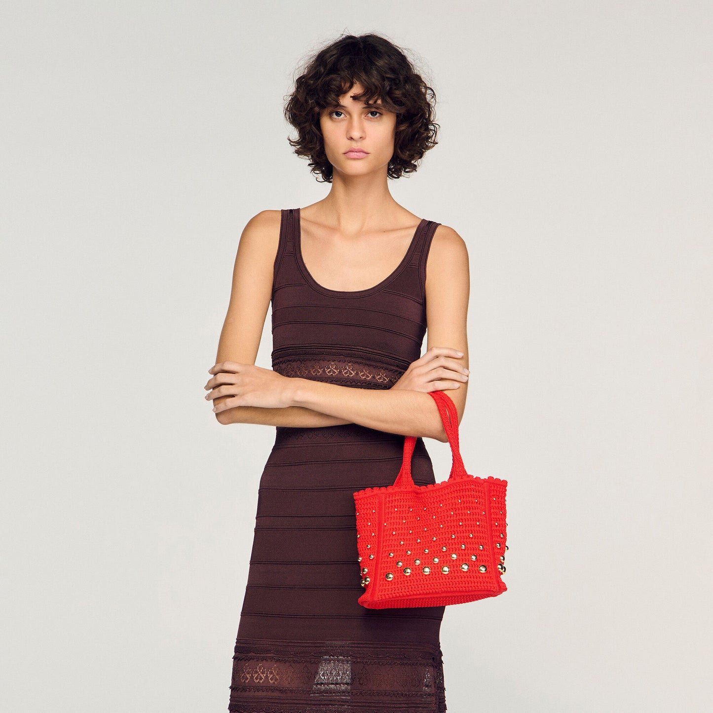 Studded crochet bag
