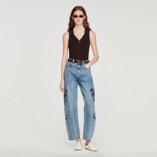 Ribbed knit polo bodysuit