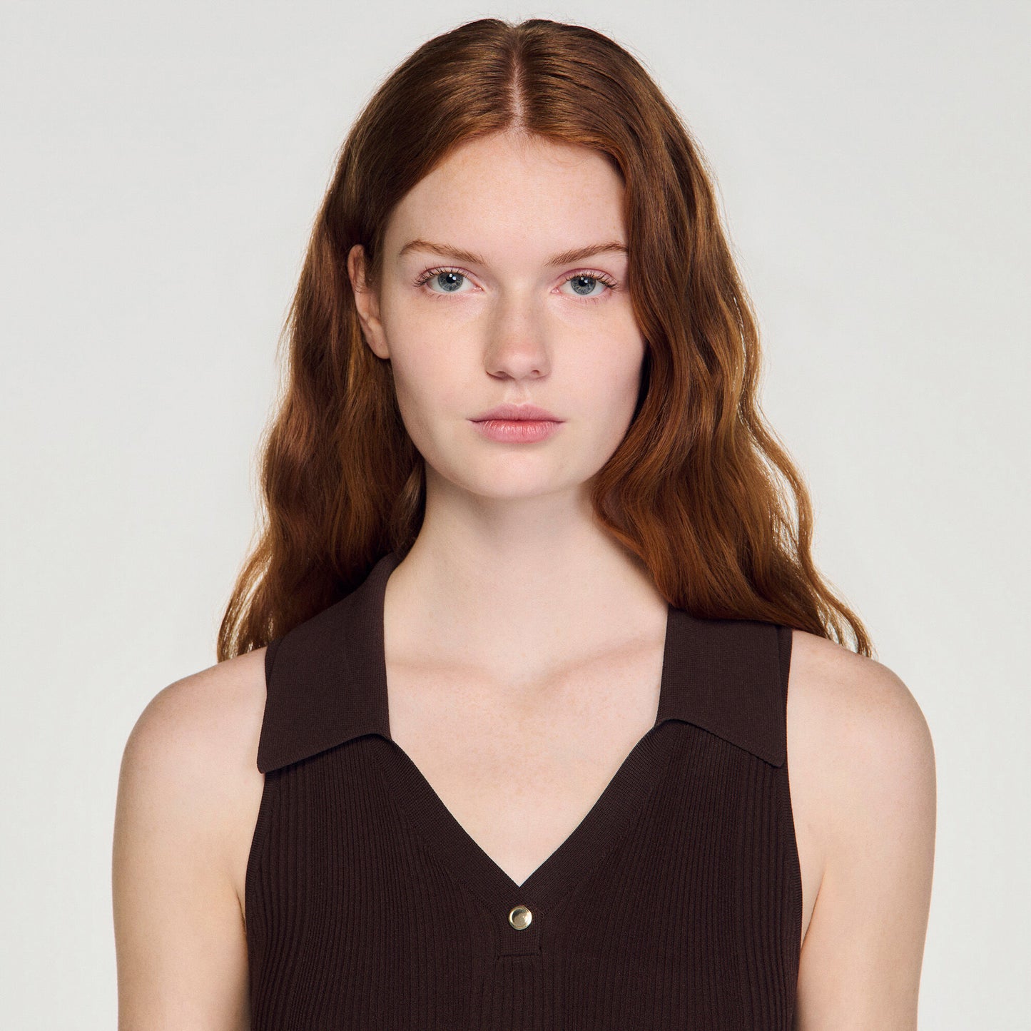 Ribbed knit polo bodysuit