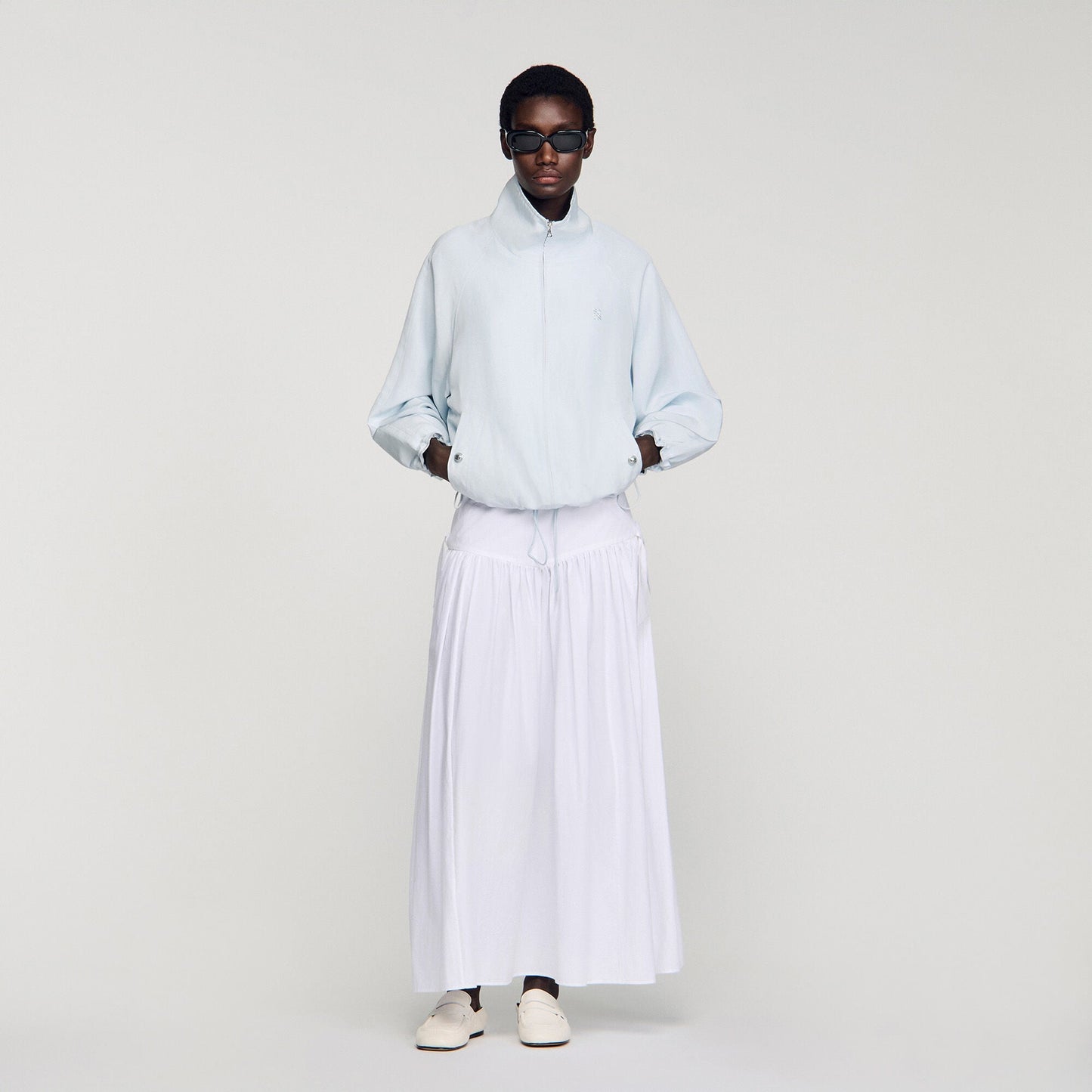 Embroidered collar oversized jacket