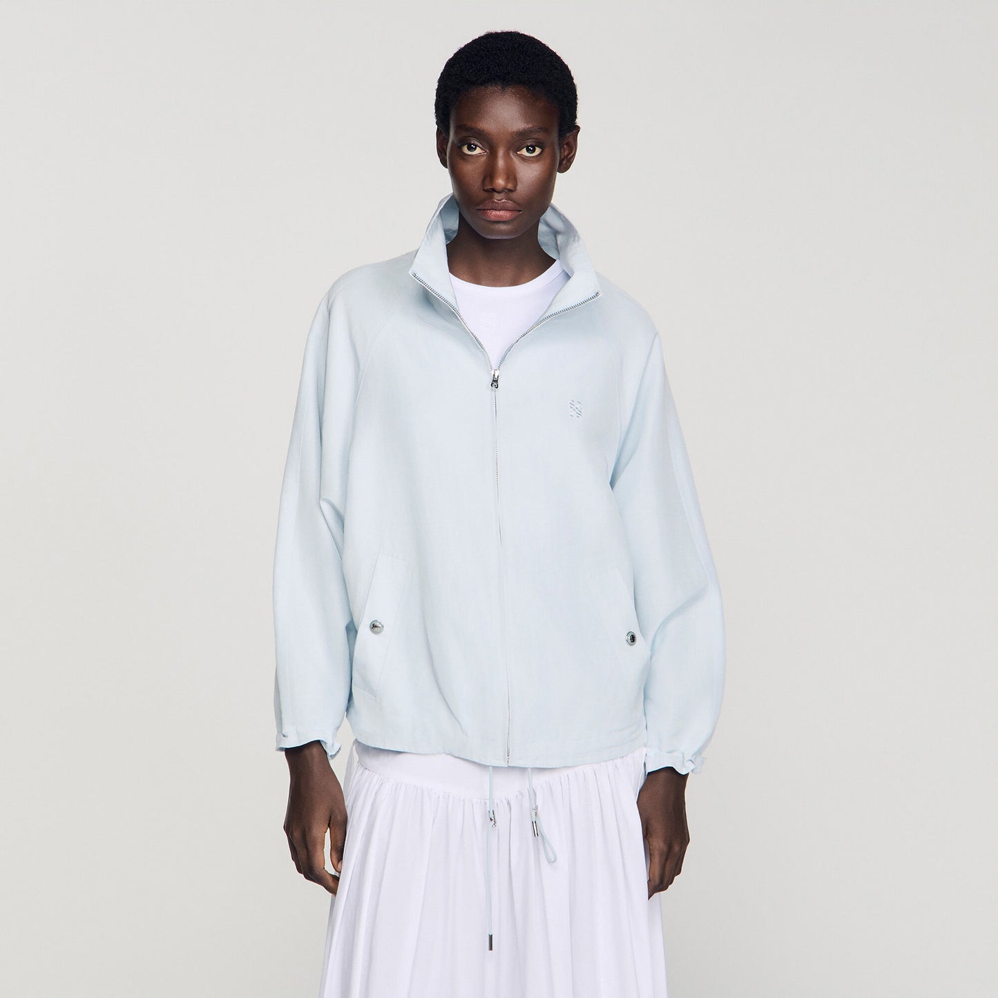 Embroidered collar oversized jacket
