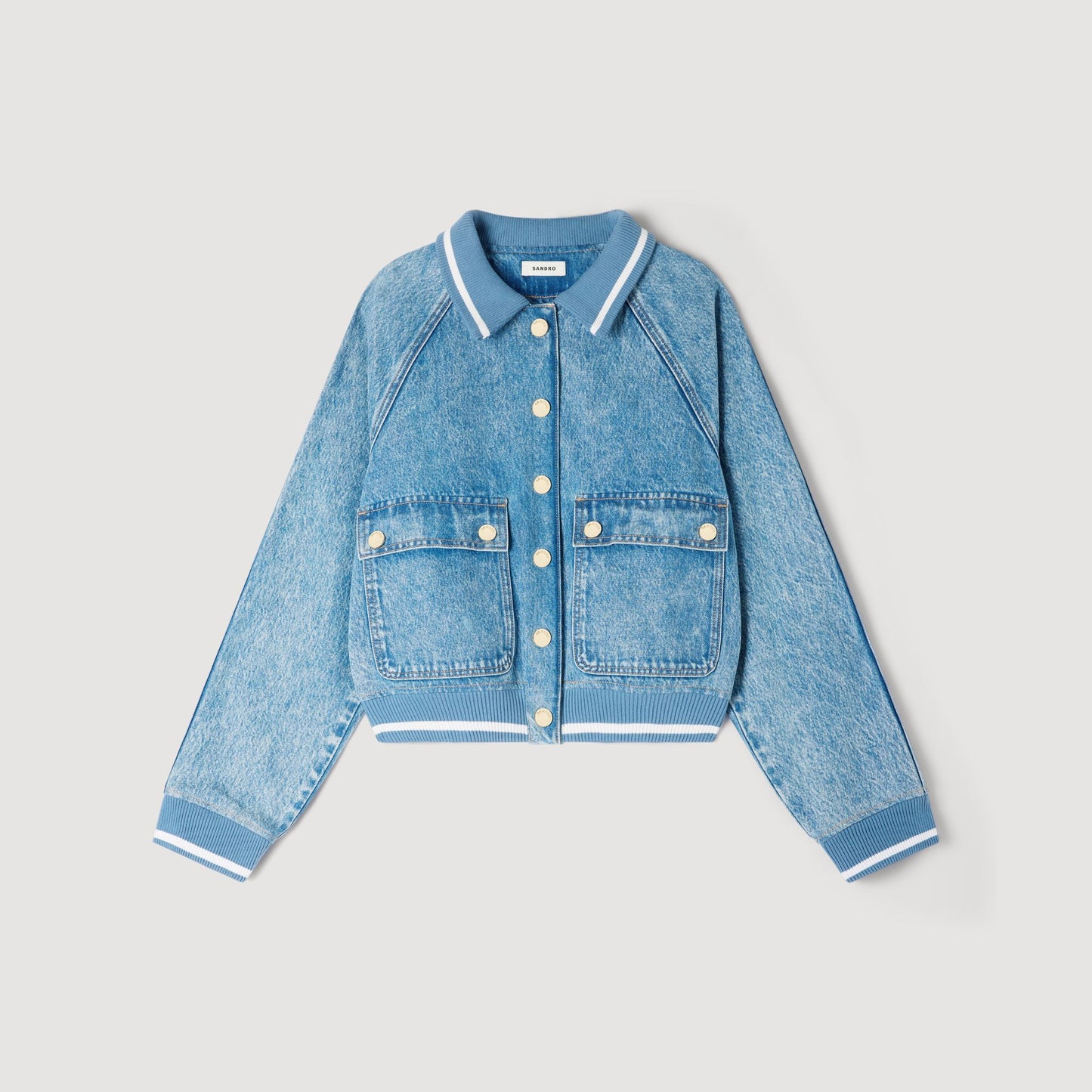 Rib-trimmed denim jacket