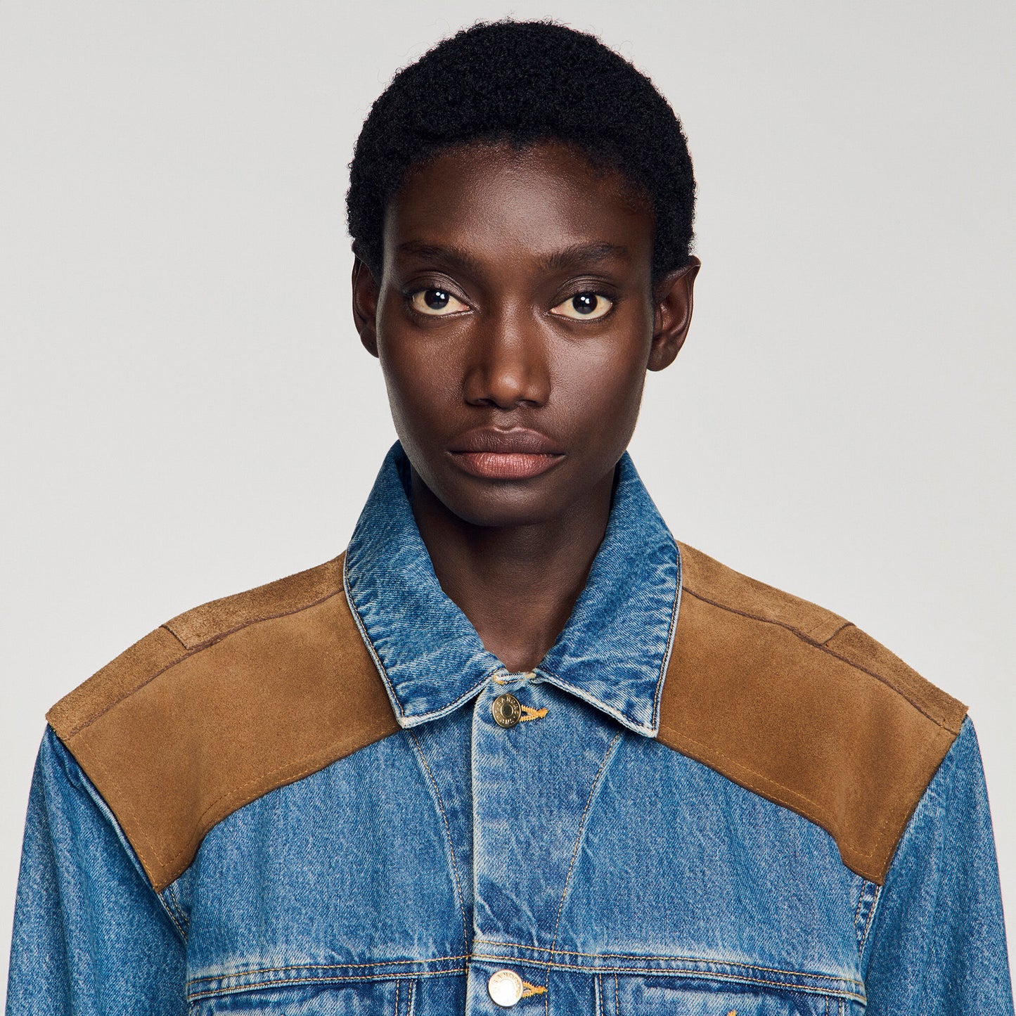 Denim and suede jacket